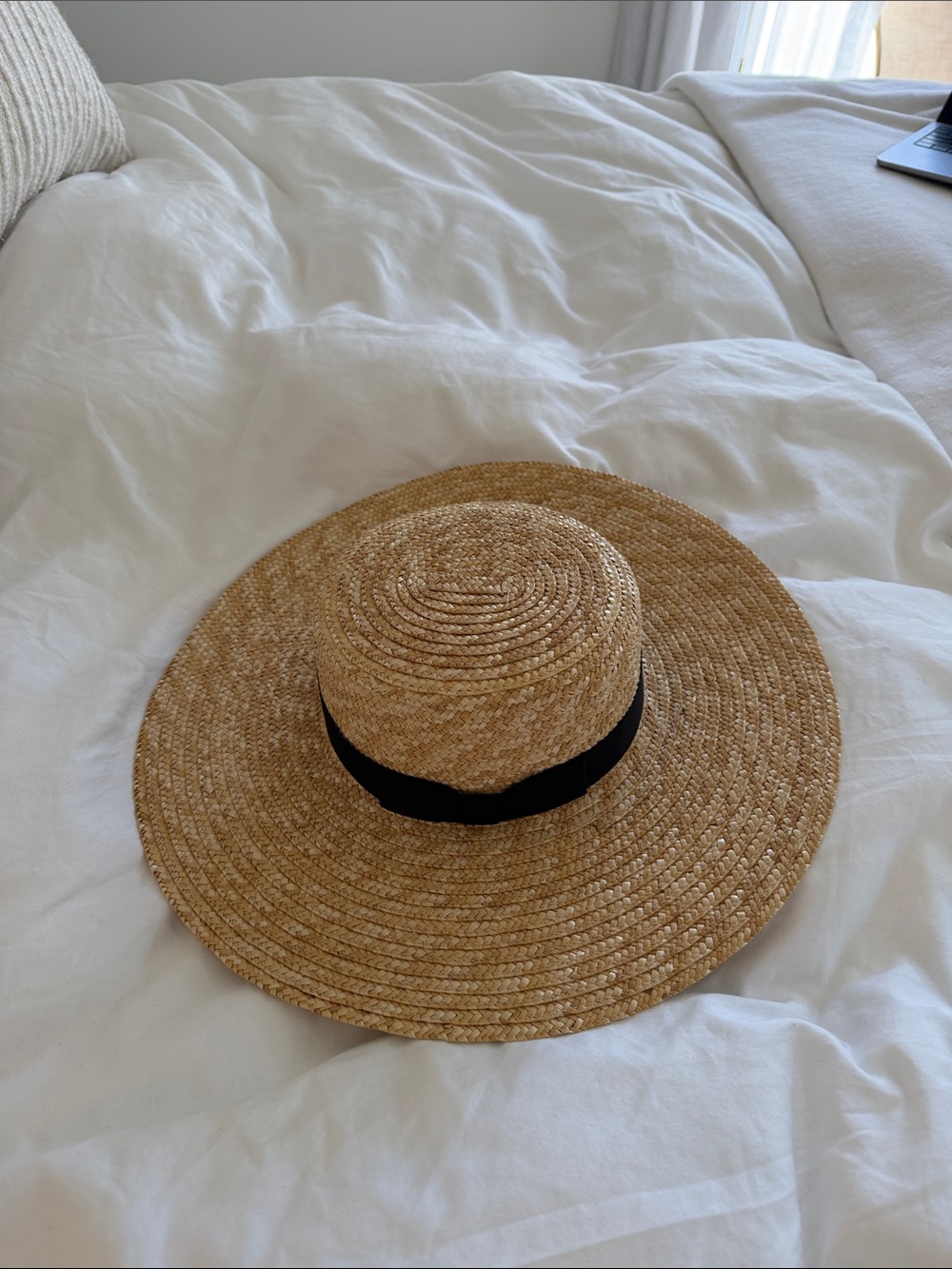 Lack Of Color Natural Straw Sun Hat with Cream Trim